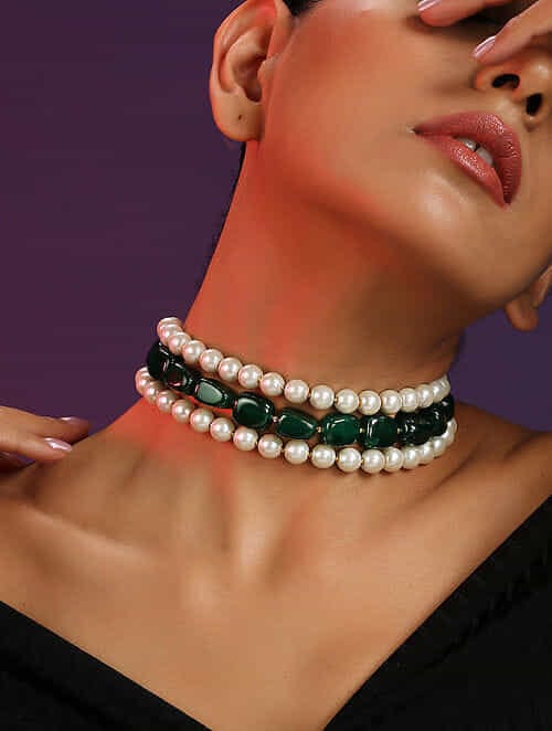 Green Pearl Embellished Choker - Image 4