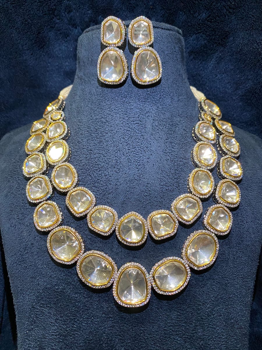 Two line polki set with earrings - Image 2