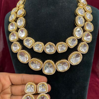 Two line polki set with earrings
