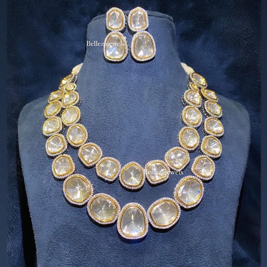 Two line polki set with earrings - Image 3
