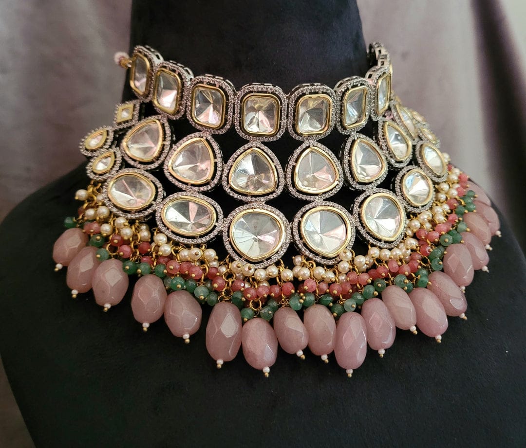 Three Line Polki Set With Earrings - Image 8