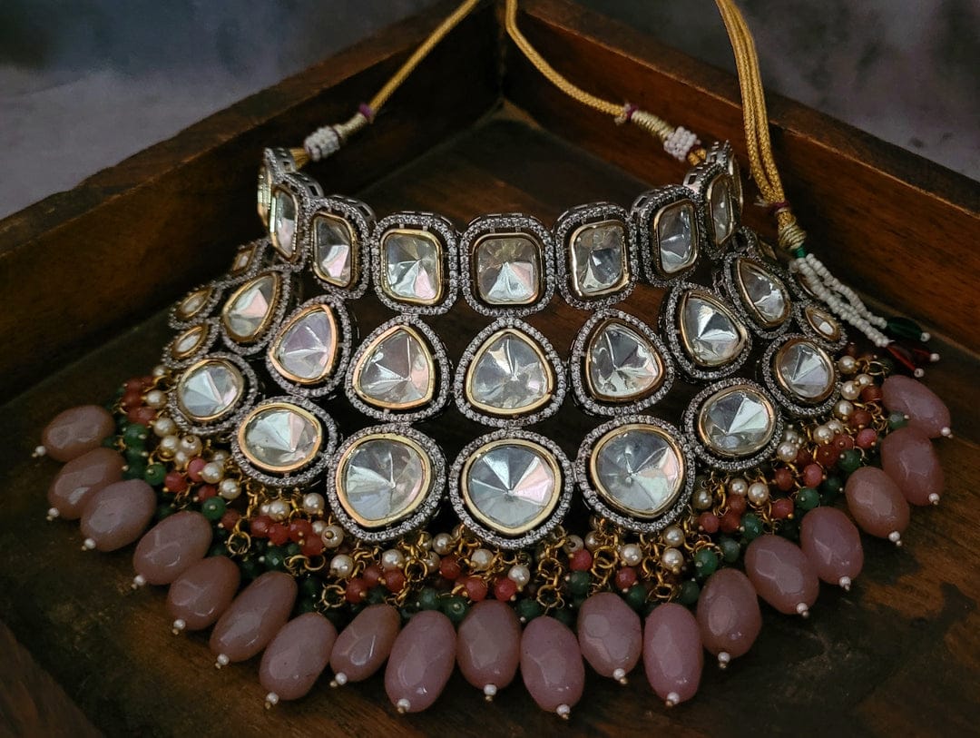 Three Line Polki Set With Earrings - Image 7