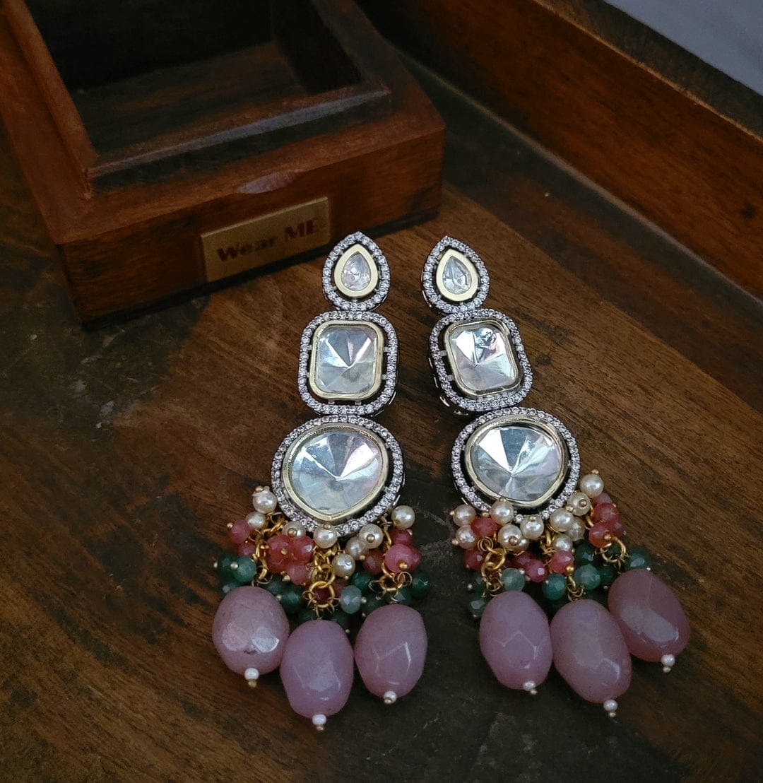 Three Line Polki Set With Earrings - Image 6