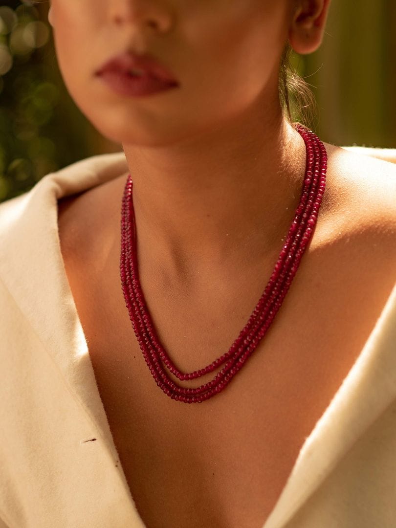 Maroon Onyx Long Necklace