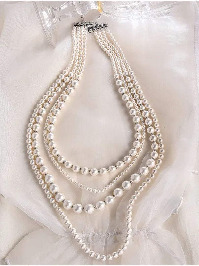 Long White Pearl Necklace - Image 2
