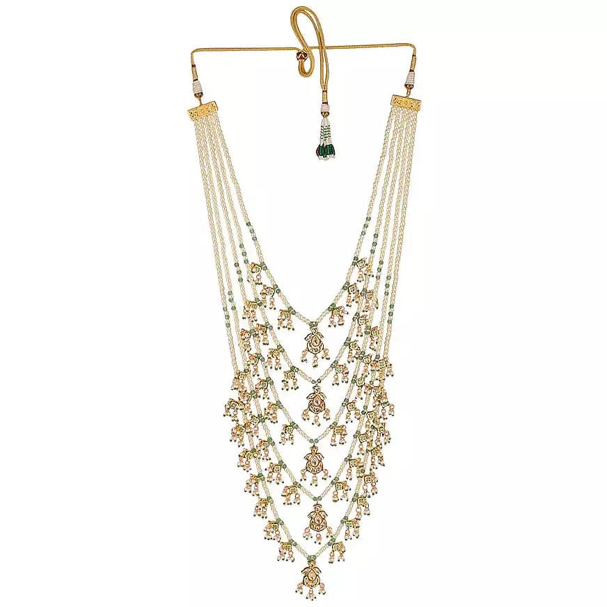 Gold Plated Kundan Necklace Set With Earrings - Image 2