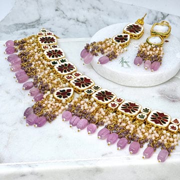 Kundan Necklace with Pastel Stones - Image 2
