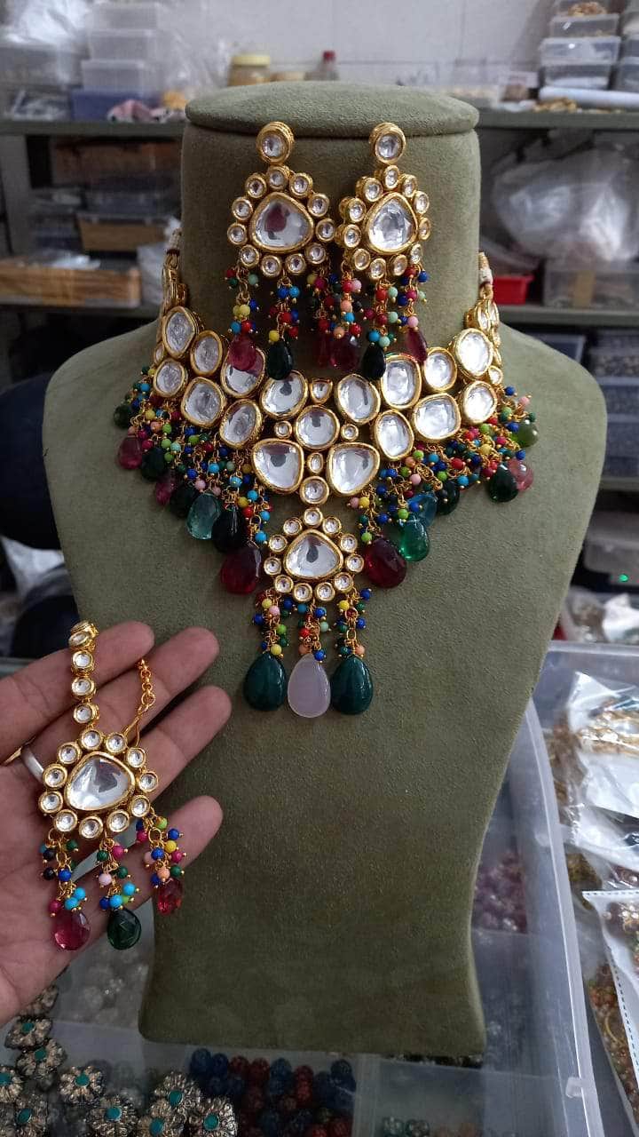 Kundan Pearl & Beads Choker Necklace - Image 2