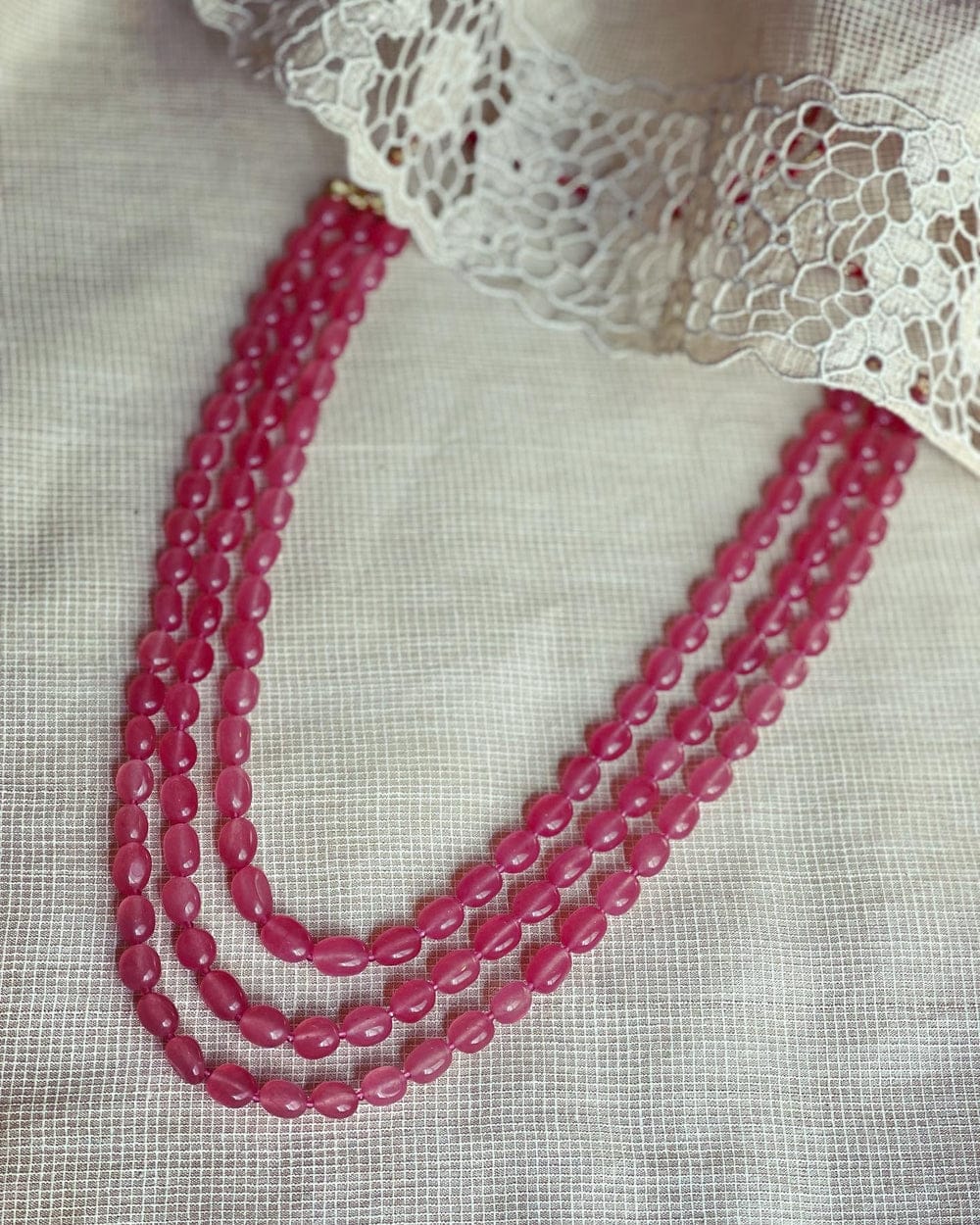 Green bead mala in 3 layer - Image 2