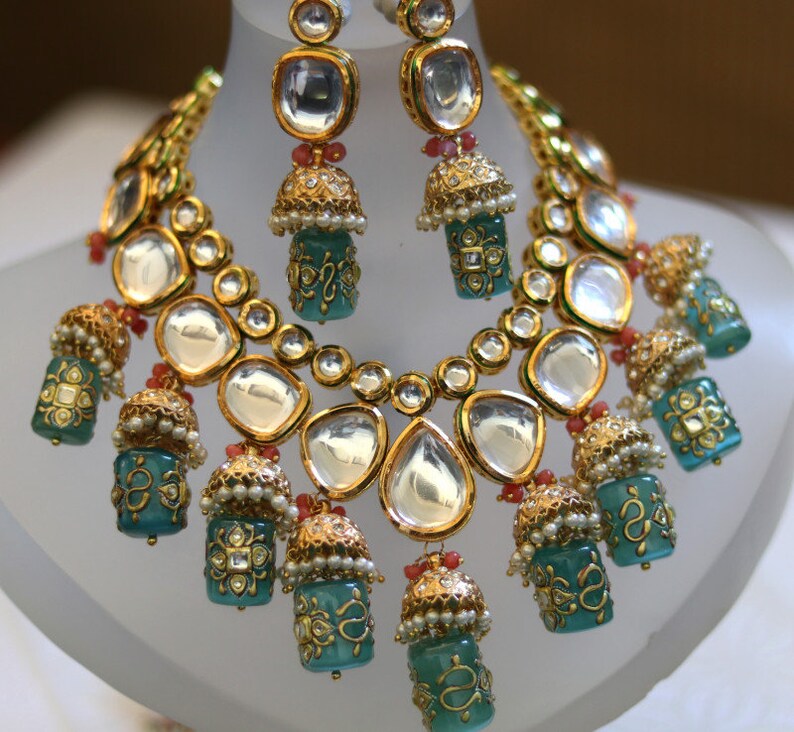 Kundan Polki Jhumki Necklace Set