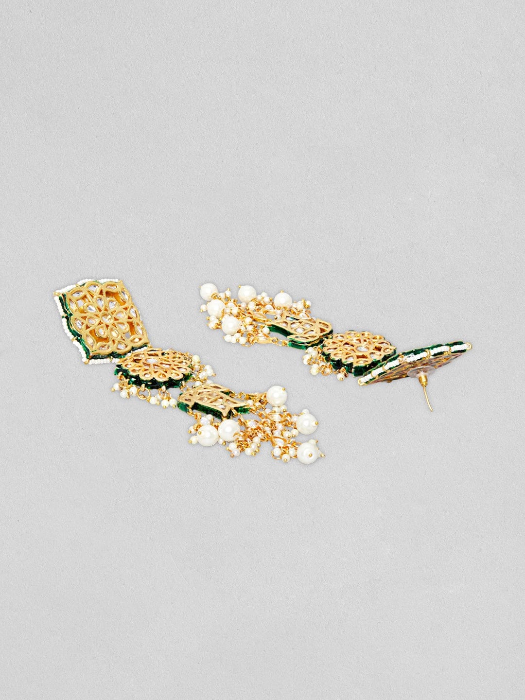 Gold Plated White Pearl Kundan Choker Necklace Set - Image 4