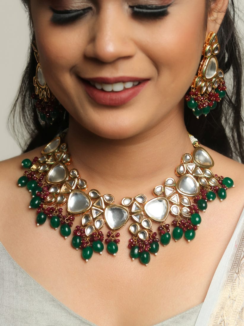 Kundan Choker Necklace Set - Image 3