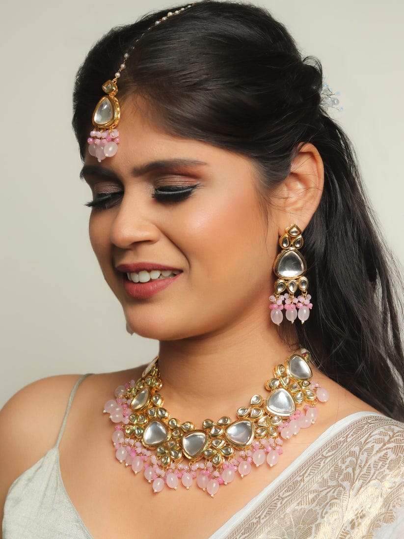 Kundan Pastel Necklace With Earrings - Image 2