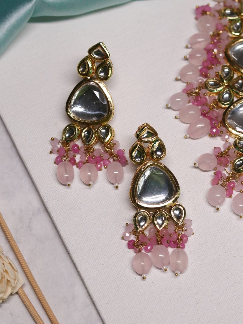 Kundan Pastel Necklace With Earrings - Image 7