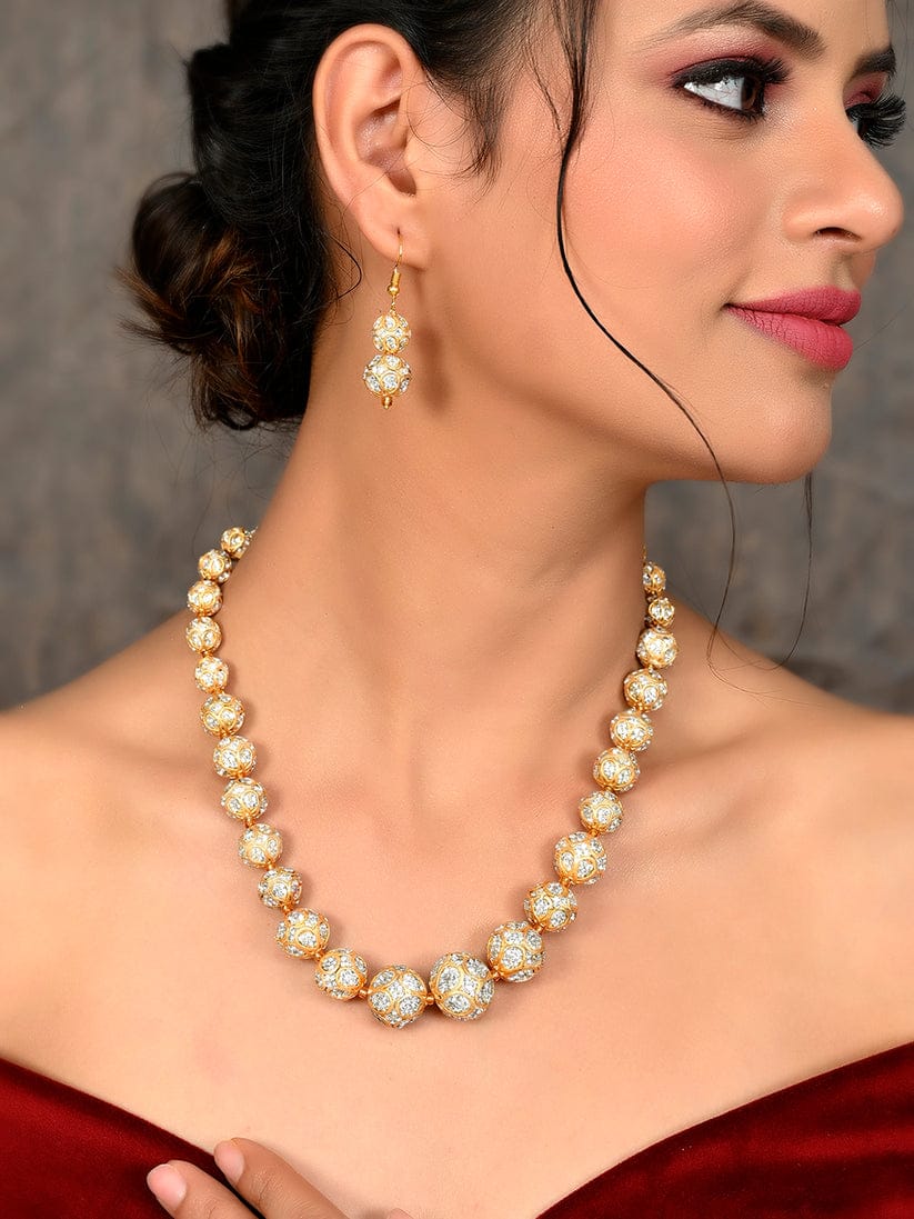 Gold Plated AD Necklace Jewellery Set - Image 2