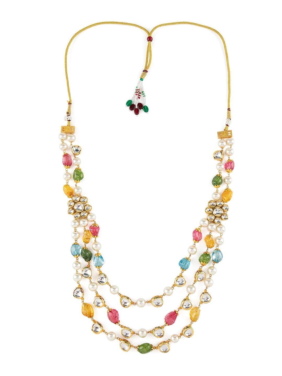3 Layer Kundan & Pearl Jewellery Set - Image 4