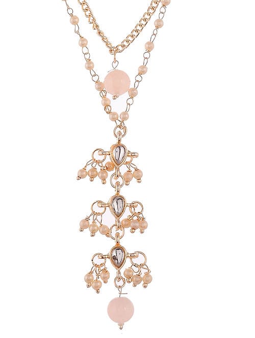 Gold Plated Baby Pink Pearl Chain - Image 4