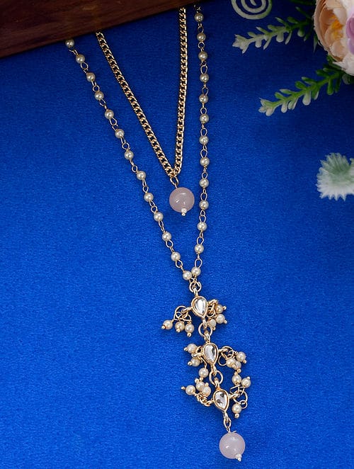 Gold Plated Baby Pink Pearl Chain
