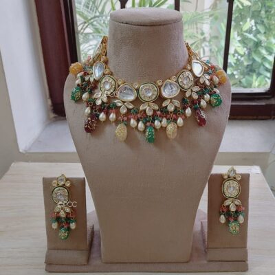 Sabyasachi Gold Plated Traditional Kundan Choker Necklace Set