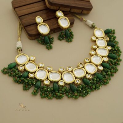 Heavy Meenakari Jadau Kundan Handmade Bridal Choker Necklace Set