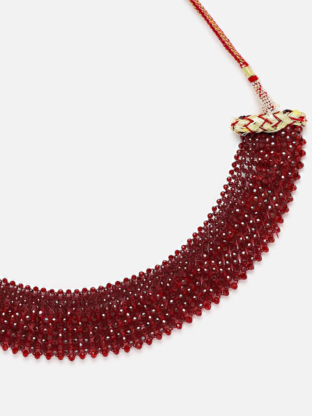 Maroon & Gold-Toned Crystal Choker Necklace - Image 4