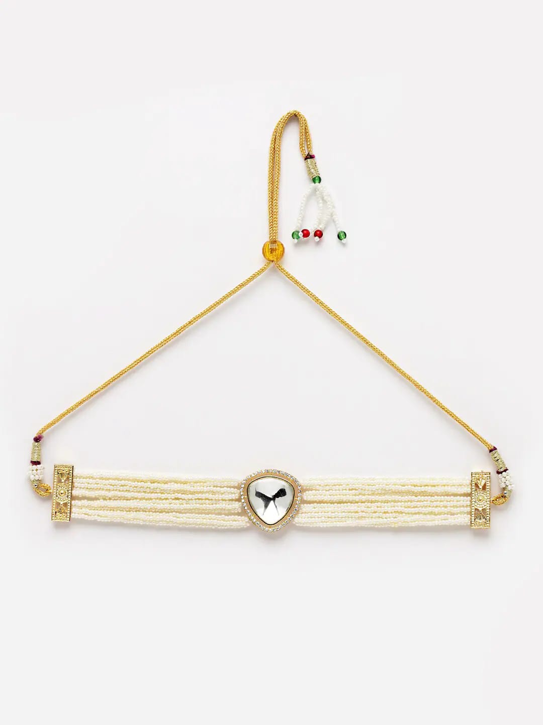 White & Gold-Plated Kundan Choker Necklace - Image 3
