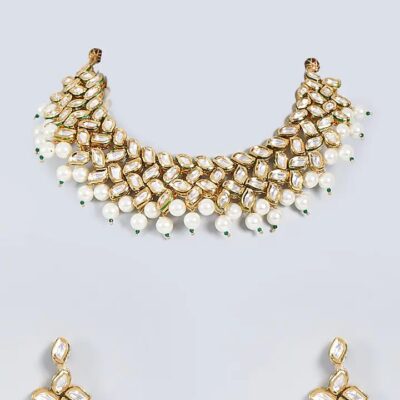 Gold Plated Kundan Pearl Traditional Necklace