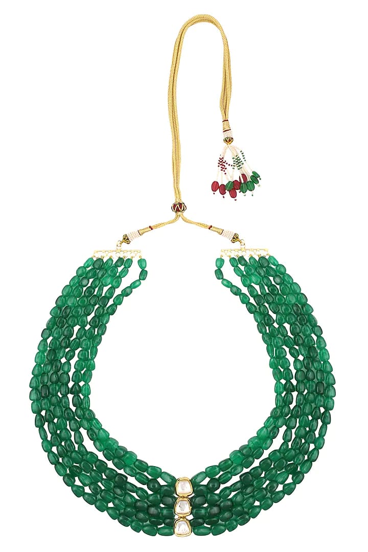 Emerald Stones Multi String Necklace - Image 2
