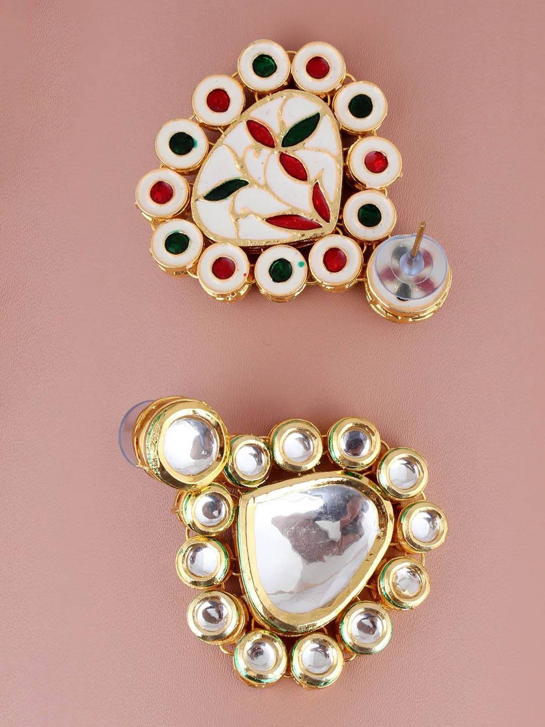 Gold-Plated Kundan-Studded & Pearls Beaded Necklace With Earrings & Maangtikka - Image 3