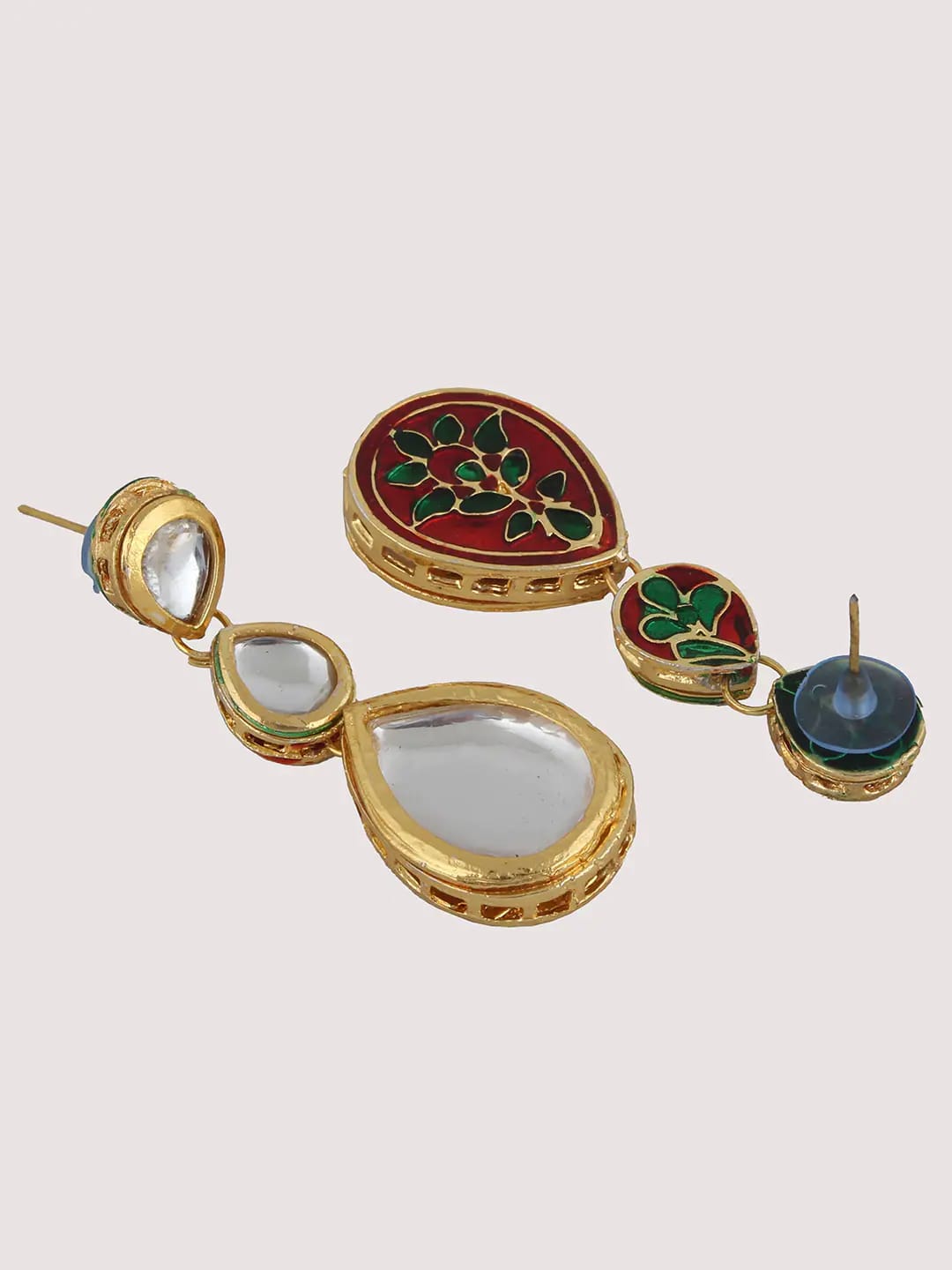 Gold-Plated White Kundan-Studded Necklace With Earrings & Maangtikka - Image 5