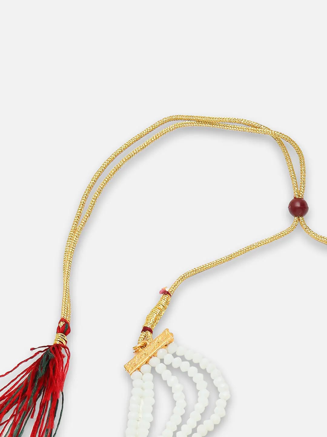 Gold Plated White Kundan-Studded Jewellery Set - Image 5