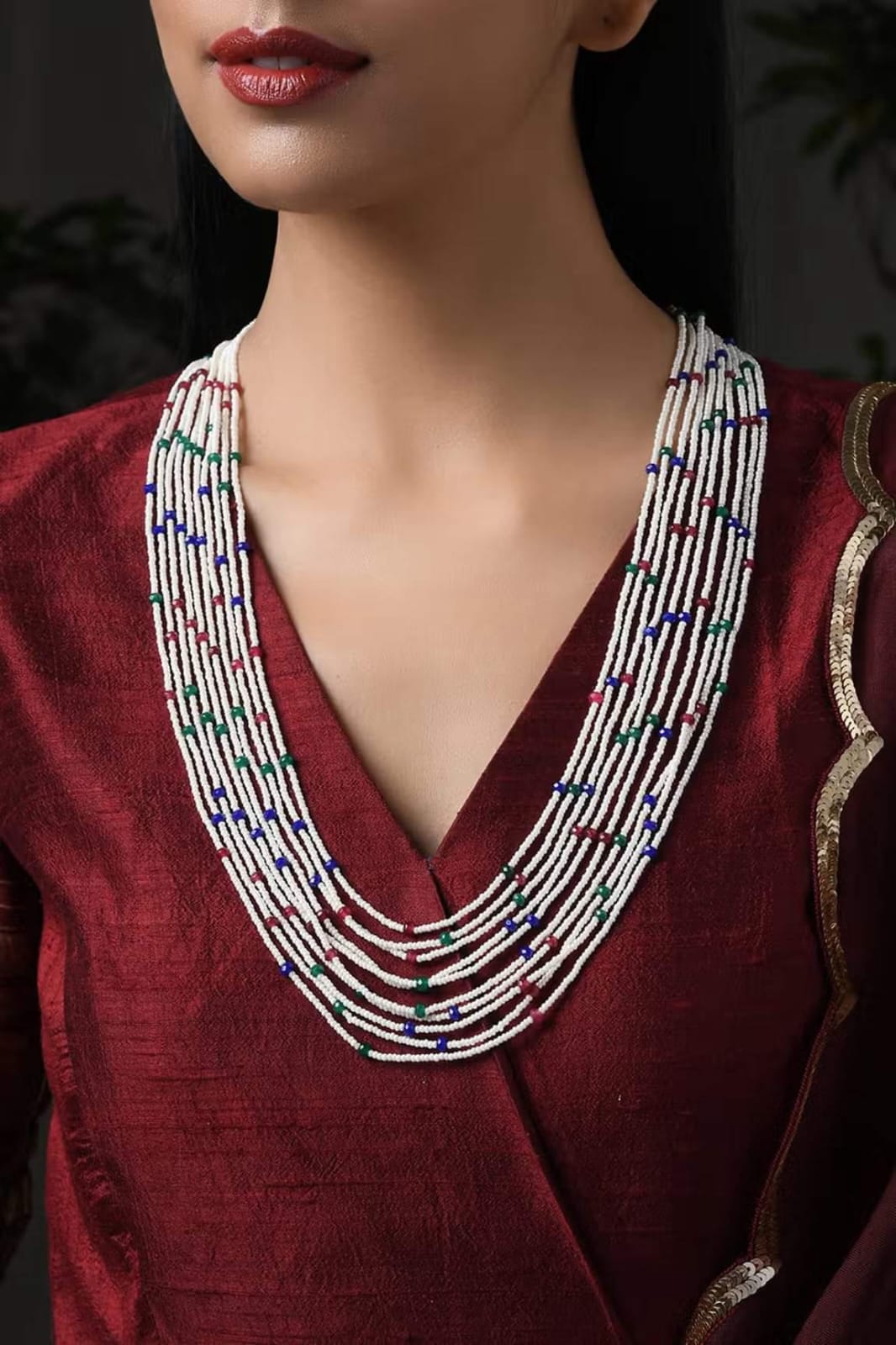 Long Wedding Wear Onyx Kundan Necklace