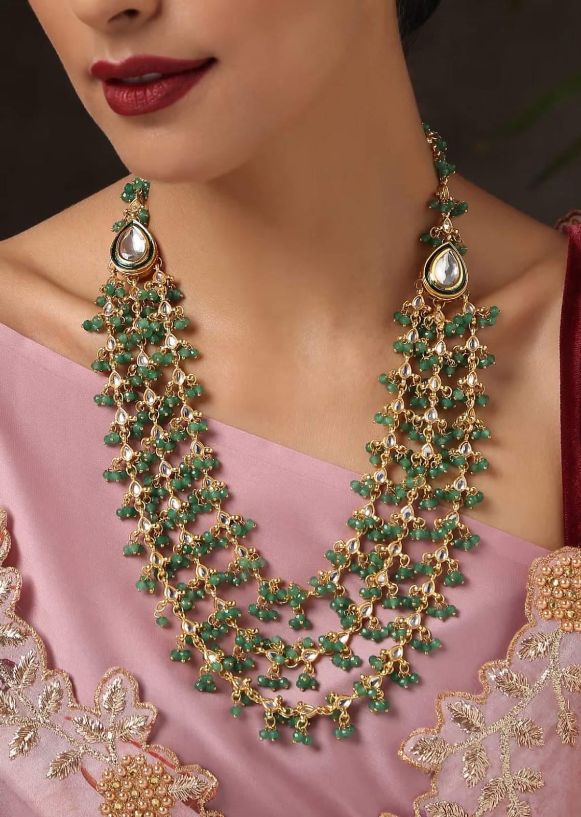 Gold-Plated Kundan Studded Jewellery Set - Image 3