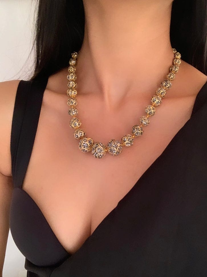 Crystal-Studded Short Necklace