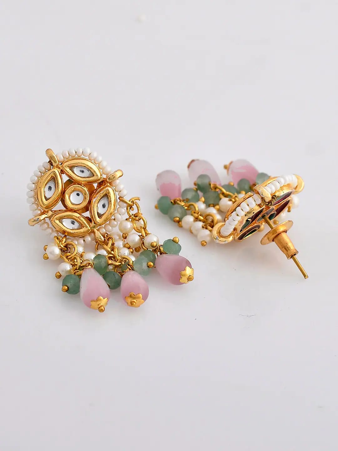 Gold Plated Pink Onyx Choker Necklace Set - Image 6