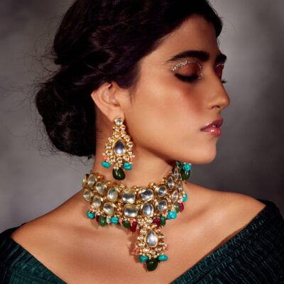 Heavy Meenakari Jadau Kundan Choker Necklace Set