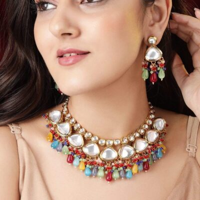 Multicolor Kundan Heavy Necklace Set
