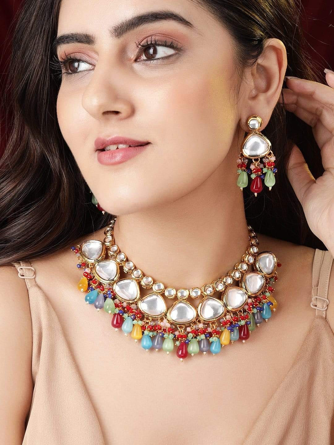 Multicolor Kundan Heavy Necklace Set