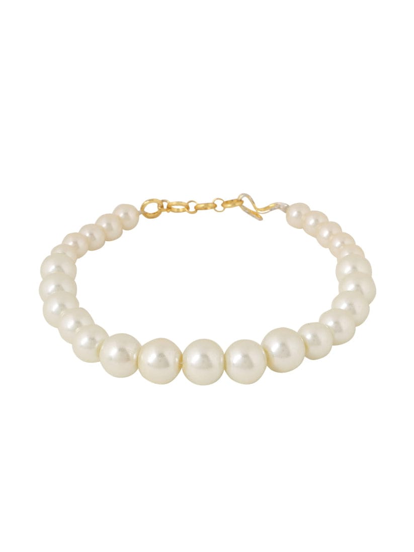 White Pearl Single Layer Necklace Set With Bracelet - Image 4