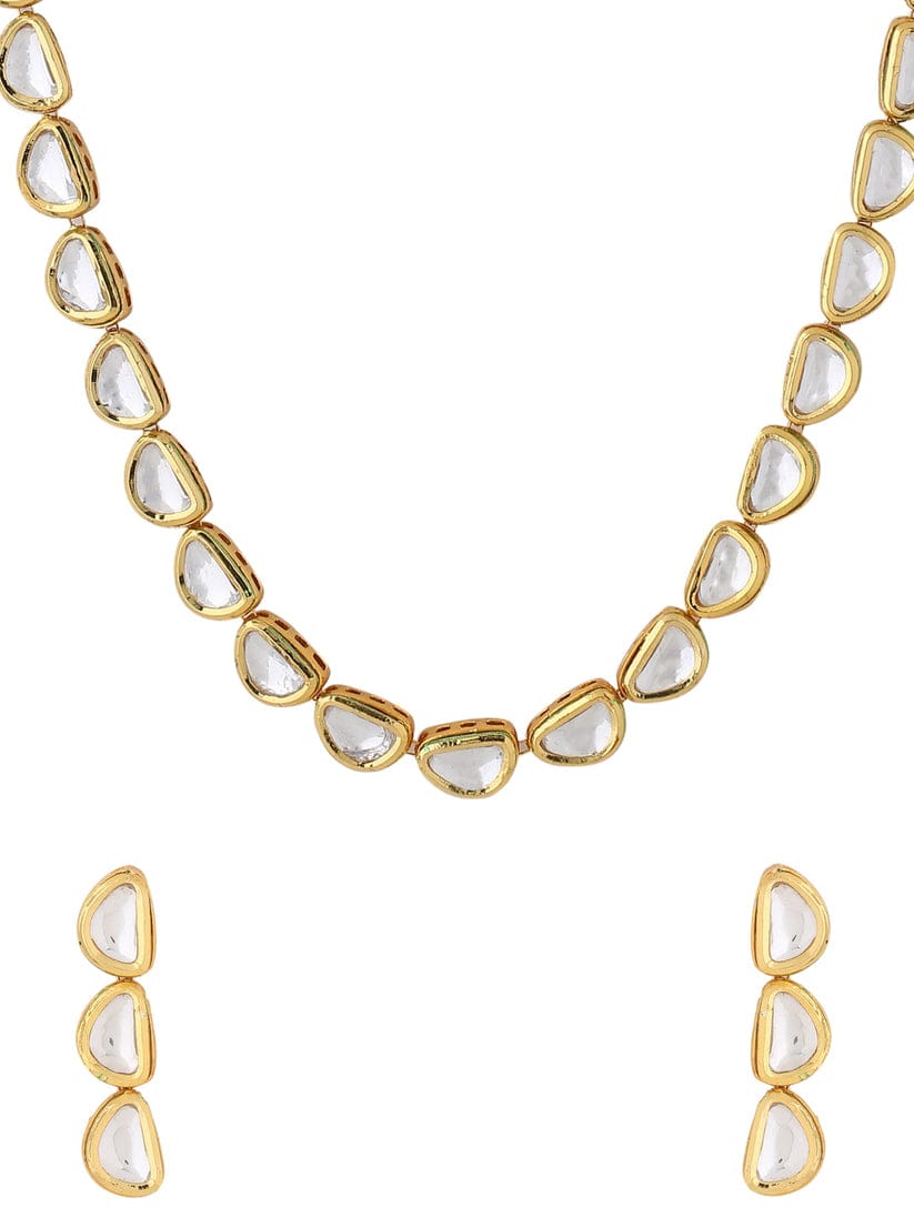 Gold Plated Kundan Stone Choker Necklace Set - Image 4
