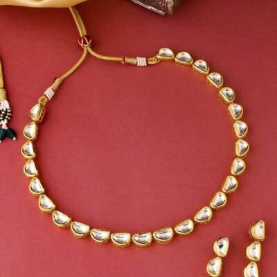 Gold Plated Kundan Stone Choker Necklace Set
