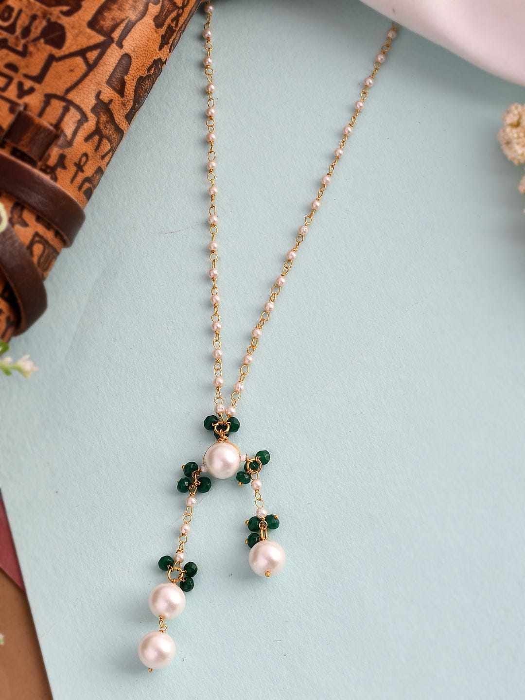 Gold-Toned & White Brass Gold-Plated Necklace - Image 3