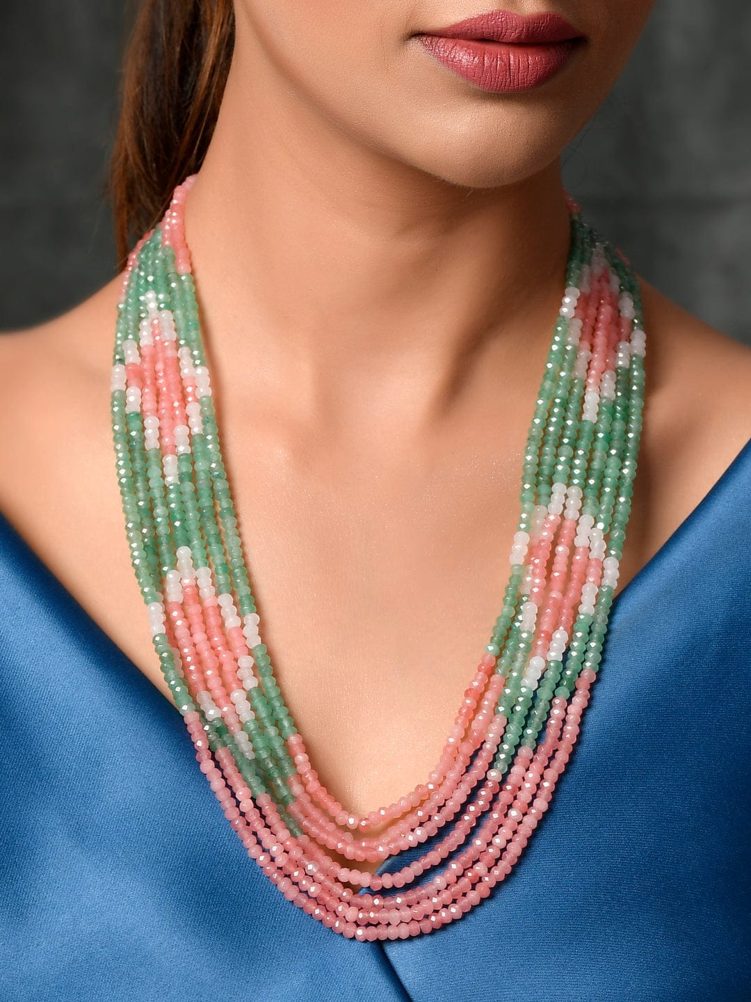 Gold Plated Onyx Beaded Layered Necklace - Image 2