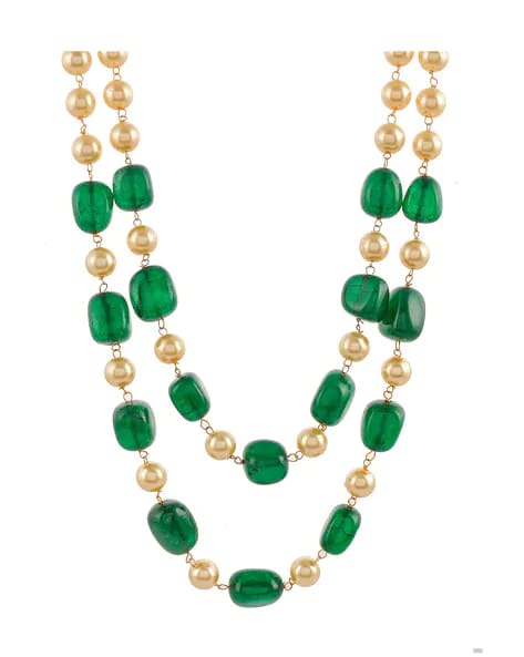 Green Emerald & Pearl Necklace - Image 4