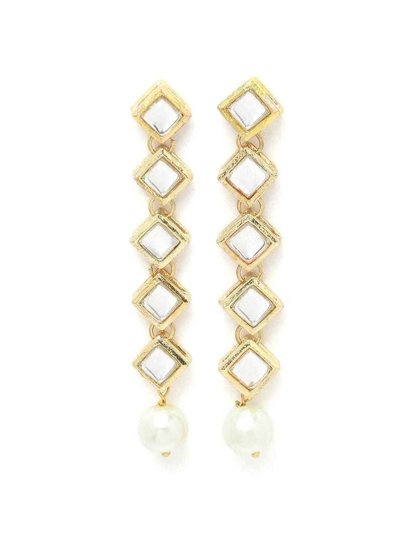 Gold Plated Pearl Chain Kundan Necklace With Earrings & Mangtikka - Image 6
