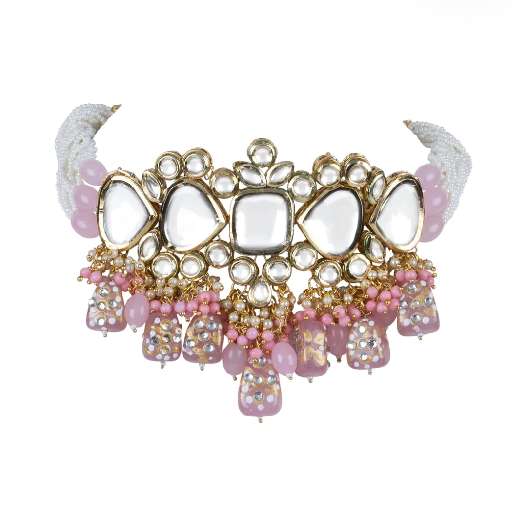 Kundan Choker Necklace Set - Image 4