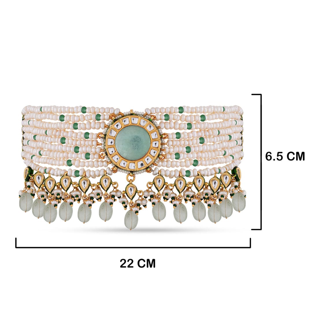 Heavy Meenakari Jadau Kundan Handmade Bridal Choker set - Image 2