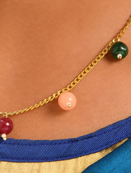 Girls Gold Plated Artificial Beads Beaded Necklace - Image 4