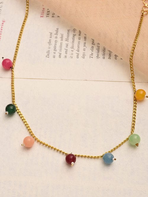 Girls Gold Plated Artificial Beads Beaded Necklace - Image 3