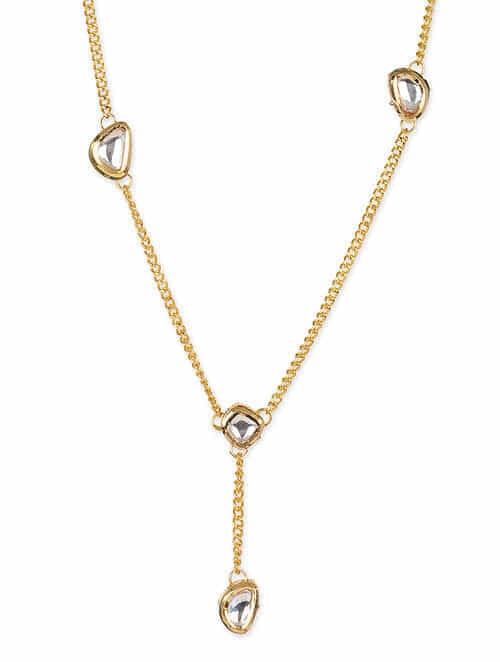 Gold Toned & White Brass Gold Plated Necklace - Image 4